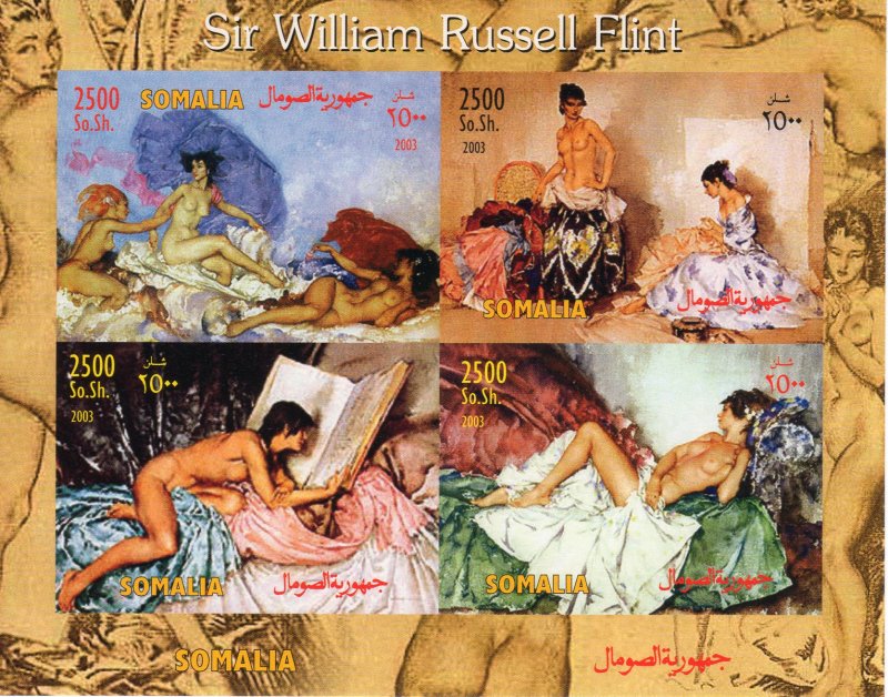 Somalia 2003 Sir William Russell Flint Nudes Paintings Sheetlet (4) Imperforated