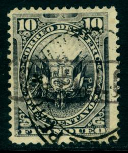 PERU 1886 Coat of Arms  10c slate  Sc# 110 used w/ Linear cancel 