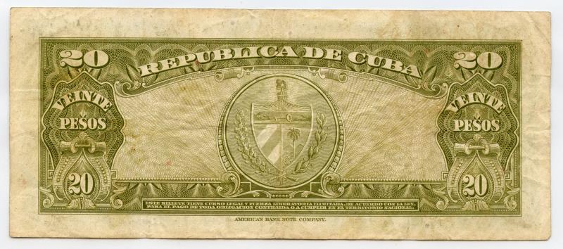 1958  Banknote 20 Pesos Pick # 80b