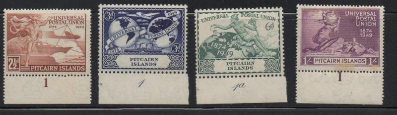 Pitcairn Islands Sc 13-16 1949 UPU stamp set mint NH plate # copies