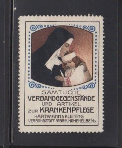 German Advertising Stamp - Bandages & Nursing Supplies Factory,  Hohenelbe - Nun