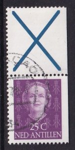 Netherlands Antilles #222a cancelled 1979 Juliana Blue X + 25c from Booklet