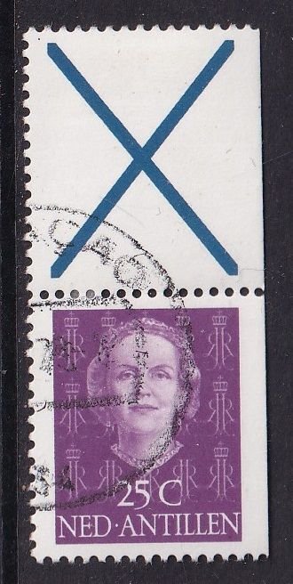 Netherlands Antilles #222a cancelled 1979 Juliana Blue X + 25c from Booklet