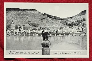 WW2 WWII Nazi German Third Reich postcard Zell Mosel Wine The Black Cat Germany
