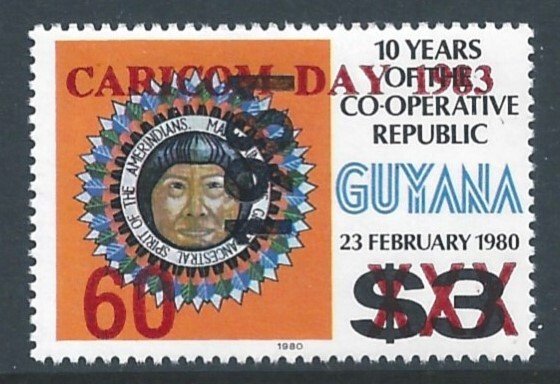 Guyana #659 NH Co-Op Rep. Issue Ovptd. Caricom Day & Su...