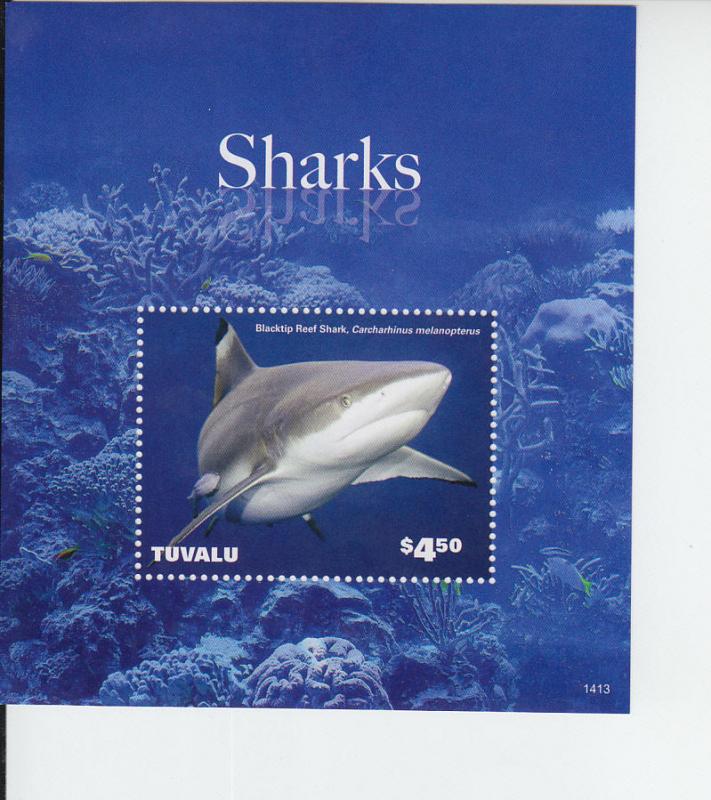 2015 Tuvalu Blacktip Reef Shark SS (Scott 1305) MNH