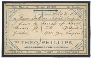 GB ADVERT STATIONERY Card 1890 Middlesboro Paint Manufacturer {samwells}E297