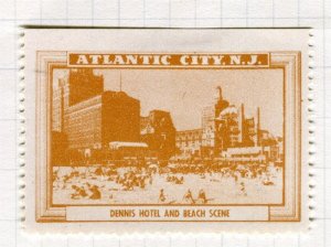 USA; Early 1900s Atlantic City New Jersey fine Mint Pictorial stamp in Brown