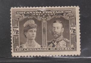 CANADA Scott # 96 - Mint Hinged  - 1/2 Cent Quebec Tercentenary Issue