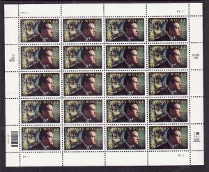 USA-Sc#3444- id12-unused NH sheet-Literary Arts-Thomas Wolfe-2000-