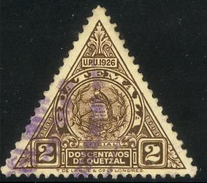 GUATEMALA 1929 2c TRIANGLE Official Sc O7 VFU