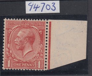 SG 357 1d variety ‘varnish ink’ Unmounted side marginal example. Rare (spec...