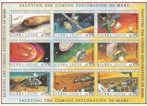 Sierra Leone # 1167-1170, Coming Exploration of Mars Mini Sheets, NH, 1/2 Cat.