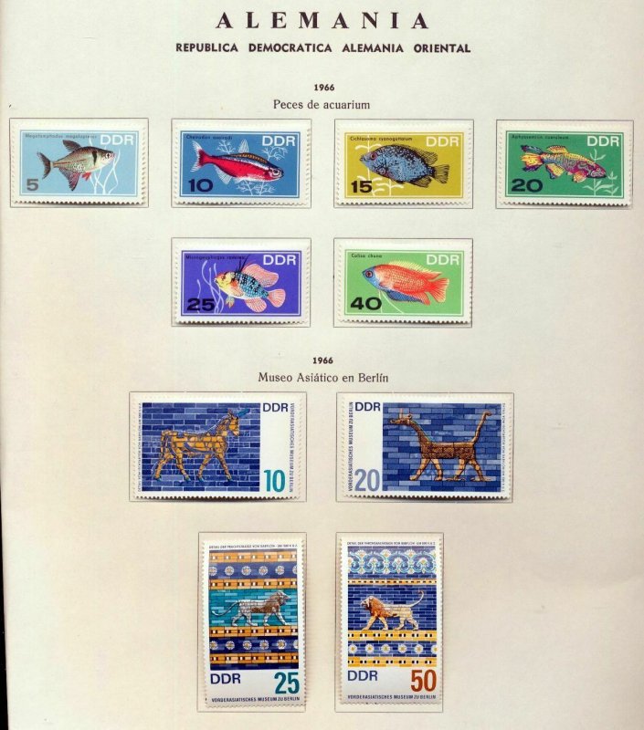 GERMANY East 1965/66 MH on 10 Pages.Fish Costumes Birds(Apx 130+Stamps)MZT 302 