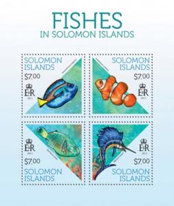 SOLOMON ISLANDS 2013 SHEET FISHES MARINE LIFE slm13706a