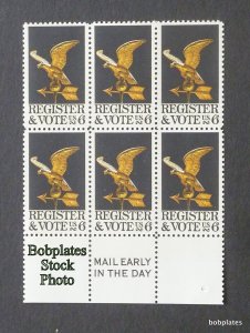 BOBPLATES US #1344 Register Vote Mail Early Block of 6 VF NH~See Details for Pos