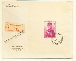 MONACO - 159 - S/S on Registered cover to Germany - Prince Louis II - 1938 --c