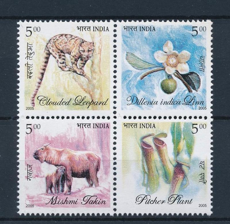 [38443] India 2005 Wild Animals Mammals Flora Fauna Leopard Takin MNH