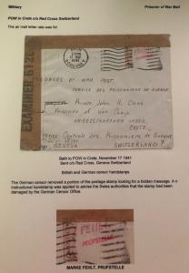 1941 Bath England Censored Cover To Prisoner Of War POW Camp In Crete Greece