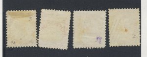 4x Canada Older Used Stamps #14-1c #14b-1c F 2x #15-5c Guide Value = $165.00