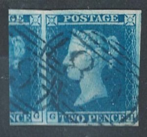 GB 1841 2d blue plate 3 GH very fine used clearly BLUE Bewdley '68' numeral
