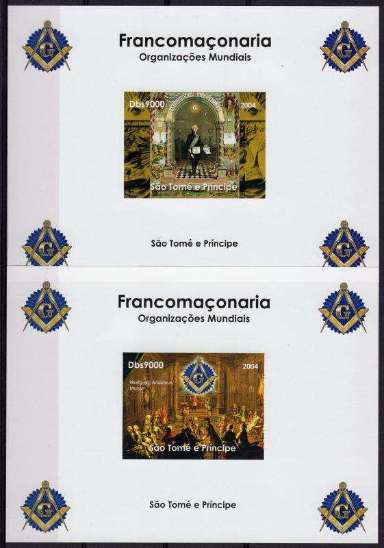 Sao Tome and Prince 2004 Freemasonry 4  Souvenir Sheets IMPERF. MNH