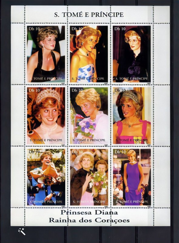 Sao Tome and Principe 1997 Sc#1308  DIANA  Princess of Wales Sheetlet (9) MNH