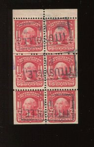 319g Washington USED Booklet Pane of 6 Stamps with APS Cert (Bz 845) APEX