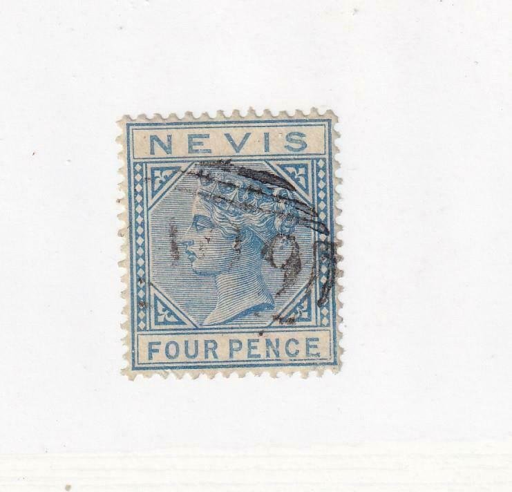 NEVIS # 26 VF-LIGHT USED Q/VICTORIA 4p CAT VALUE $55+