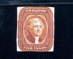 USAstamps Unused VF US 1856 Imperforate Jefferson Scott 12 NG HR Very Scarce  