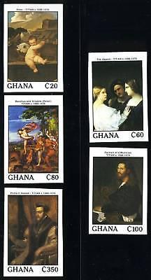 GHANA SCOTT# 1078-82 TITIAN PAINTING IMPERF SET MNH