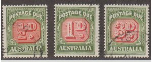 Australia Scott #J86-J87-J88 Postage Due Stamp - Used Set