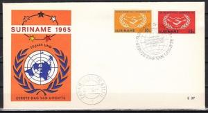 Suriname, Scott cat. 317-318. International Cooperation. First day cover. *