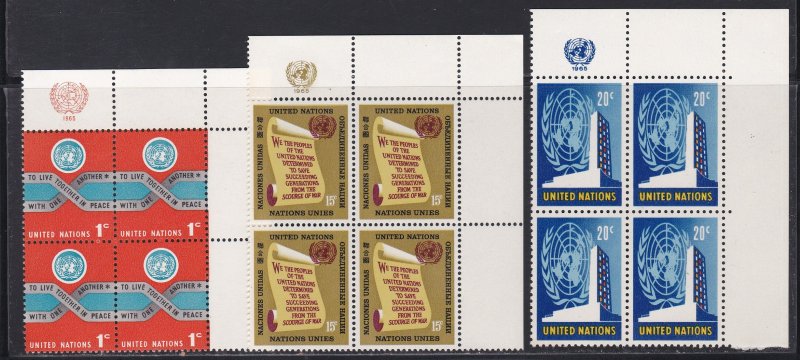 United Nations -New York #  146-150, Inscription Blocks of Four, NH, 1/3 Cat.