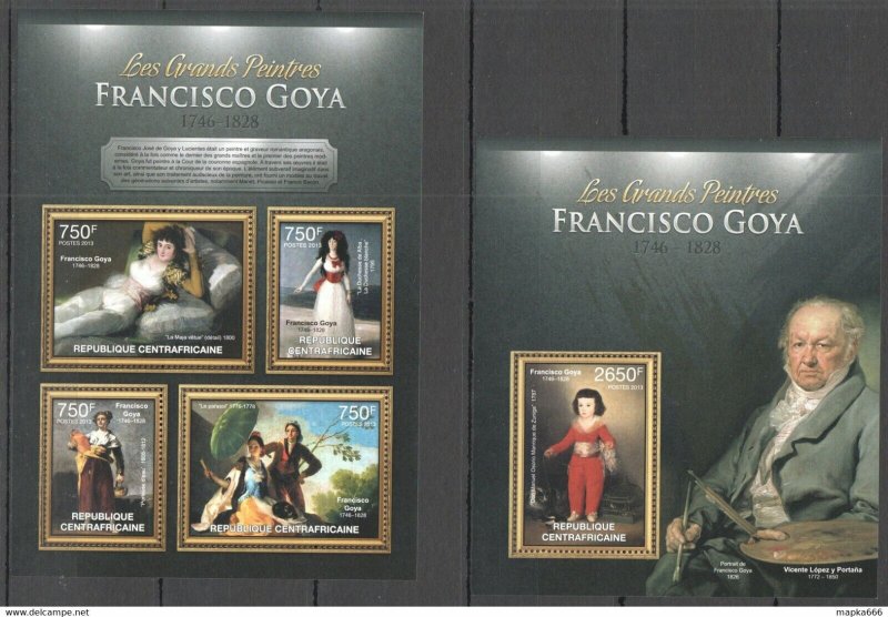 2013 Central Africa Art Famous Paintings Francisco Goya Kb+Bl ** Ca664
