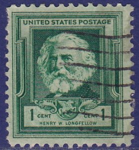 USA - 1940 - Scott #864 - used - Henry Longfellow