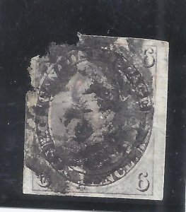 CANADA # 10 USED 1857 6 PENCE REDDISH PURPLE IMPERFORATE PRINCE ALBERT BS29423