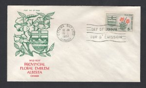 Canada #426 (1966 Alberta Wild Rose Flower)  FDC Ginn cachet unaddressed