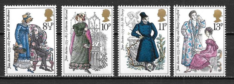 Great Britain 754-57 Jane Austen set MNH