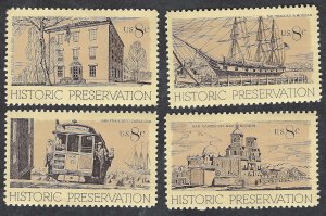 United States #1440-43 8¢ Historic Preservation (1971). Four singles. MNH