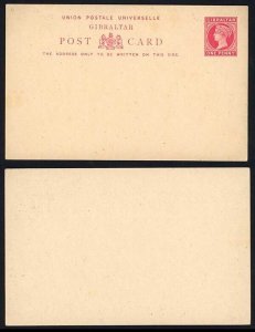 Gibraltar HG4 QV 1d Rose  Postcard on buff mint