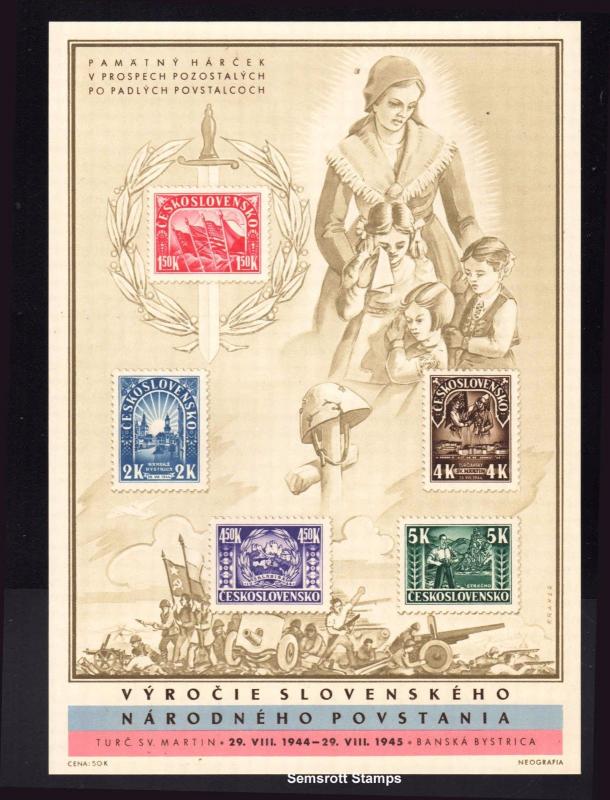 1945 Czechoslovakia 9 Sheets # 288-92A Souvenir Sheets MNH  (3rL2)