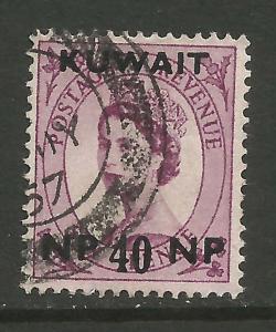 Kuwait 1957 - 58 QE2 40 np on 6d Wilding SG 128.( T609 )