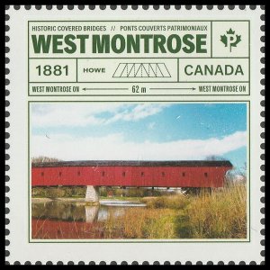 Canada 3180d Bridges West Montrose single (from souvenir sheet) MNH 2019