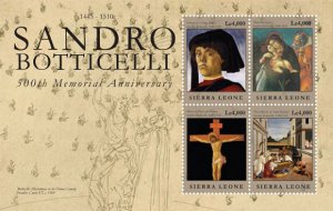 Sierra Leone - Sandro Botticelli Art 4 Stamp Sheet SIE1106H