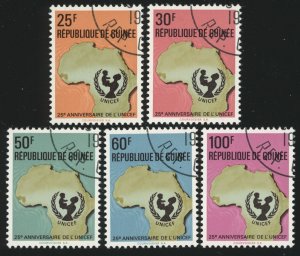 GUINEA Sc 588-92 VF/USED - 1971 UNICEF, 25th Anniv