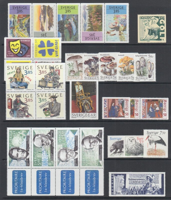 Sweden Sc 2176/2216 MNH. 1996-97 issues, 10 complete sets, fresh. bright, VF.