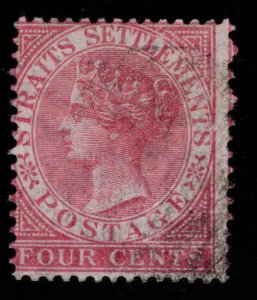 Straits Settlements Scott 11 Used  CC Wmk  type 1 CV$13.50