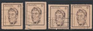 Australia  Sc# 455 Lachlan Macquarie Used x4  Booklet stamps see details 