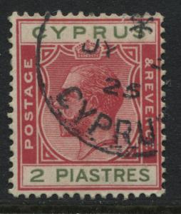 Cyprus KGV 1924 2 pilasters carmine & green used